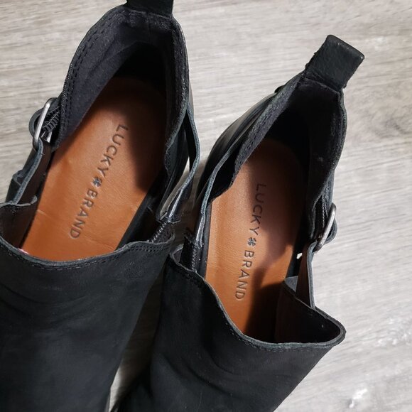 Lucky Brand * Black Leather Open Toe Booties * 9.5 - Picture 11 of 14